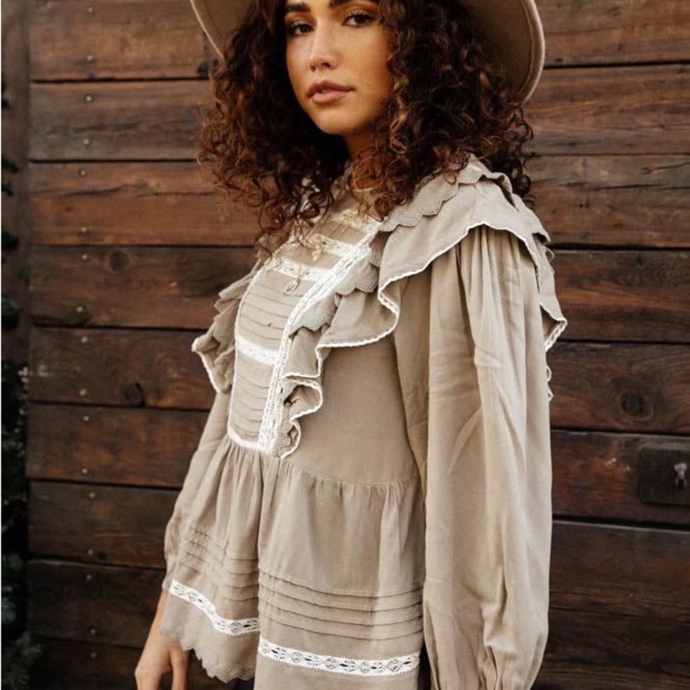 Bohme Beige Ruffled Blouse - Picture 3 of 9